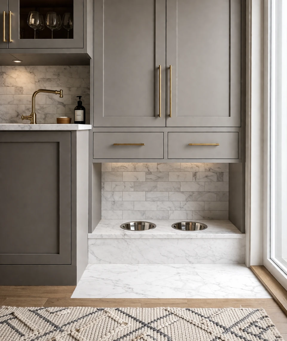 Station repas pour chien intégrée sur mesure