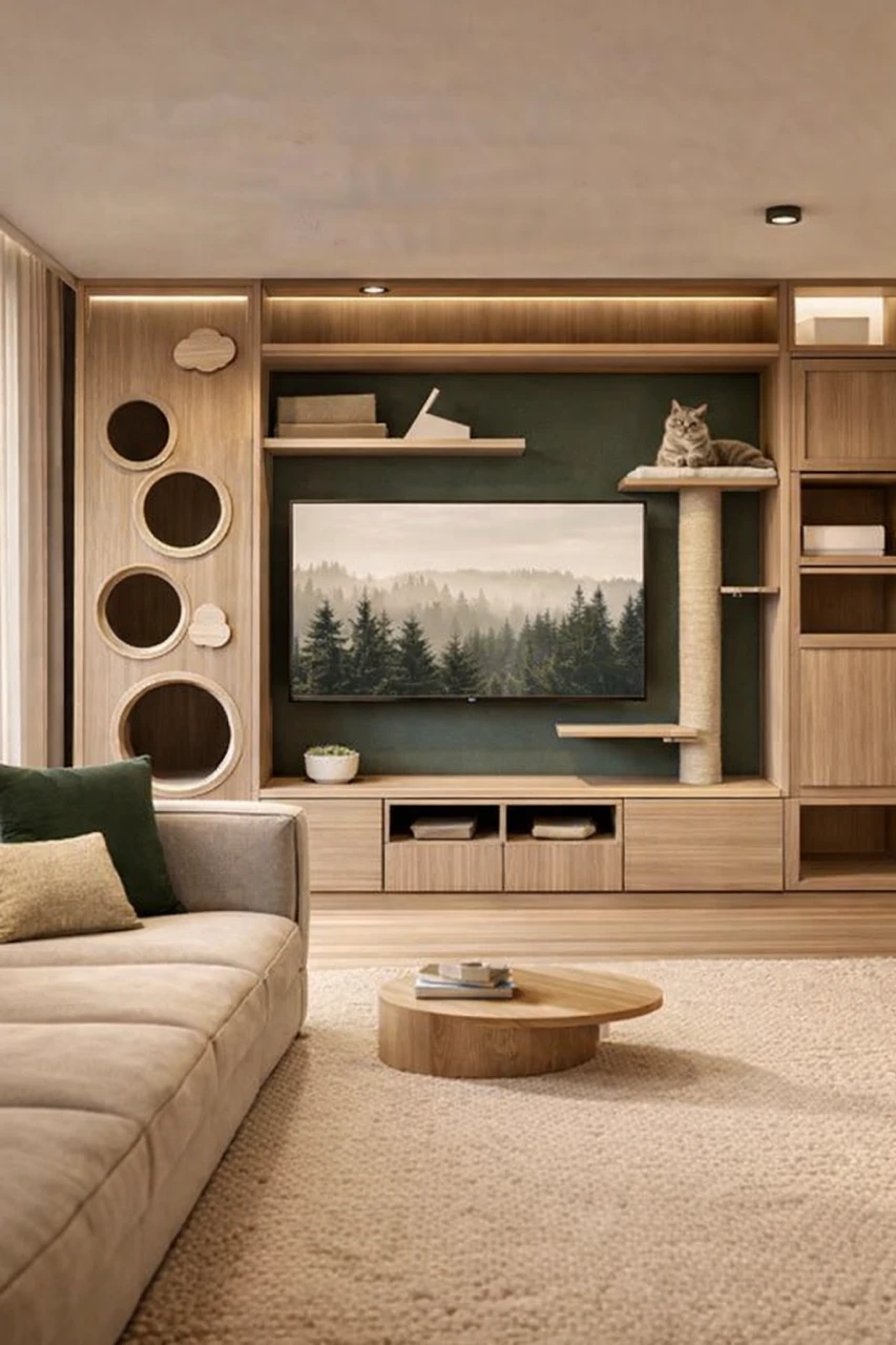 Mur multifonction intégré pour animaux sur mesure